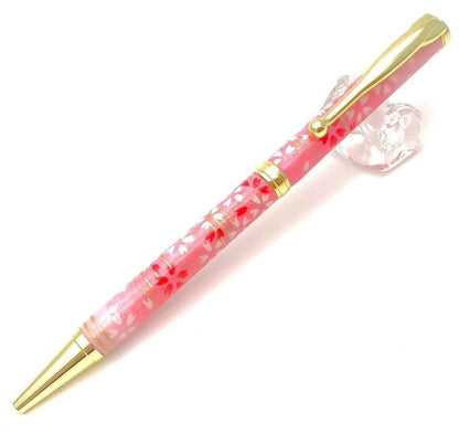 Shikibu-Designed Mino Washi Paper Ballpoint Pen in Paulownia Wood Box with Water Ribbon - Japan Export