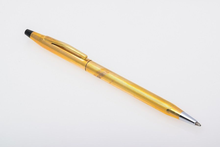 Cross Century Series 14k Gold Plate Ballpoint Pen and Keyring Set Model B8-130 — Japan Import