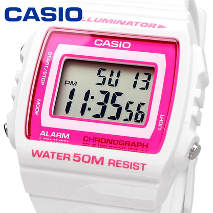 Casio W-215H-7A2V Quartz Watch Pink Dial White Resin Band Japan Import