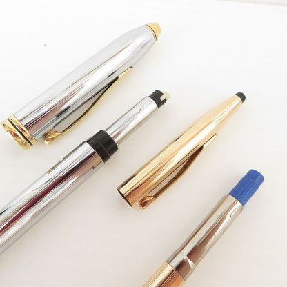 Cross Brand - Cross Classic Century Repeating Mechanism Ballpoint Pen and Mechanical Pencil Set in Gold and Silver — Japan Import