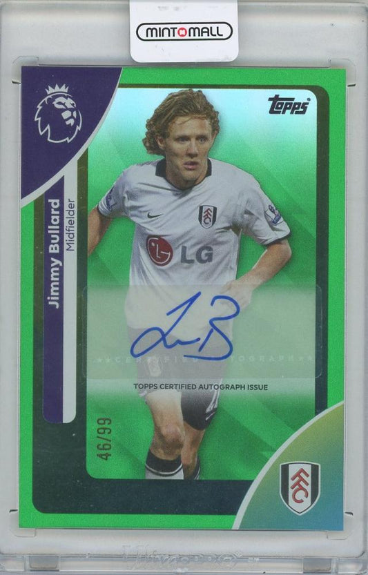 2025-26 TOPPS English Premier League Autographs Green Mini Diamond card of Jimmy Bullard Fulham numbered 46 out of 99