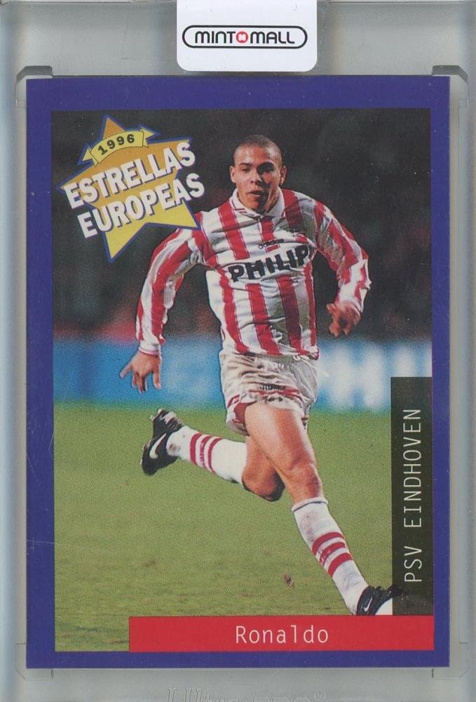 1996 Panini Estrellas Europeas Ronaldo Nazario rookie card number 80 from PSV with minor defects