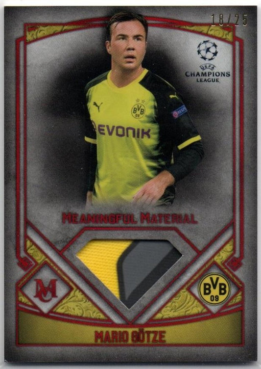 2017-18 TOPPS Museum Collection UEFA Champions League Ruby Parallel relic card featuring Mario Gotze number 18 of 25