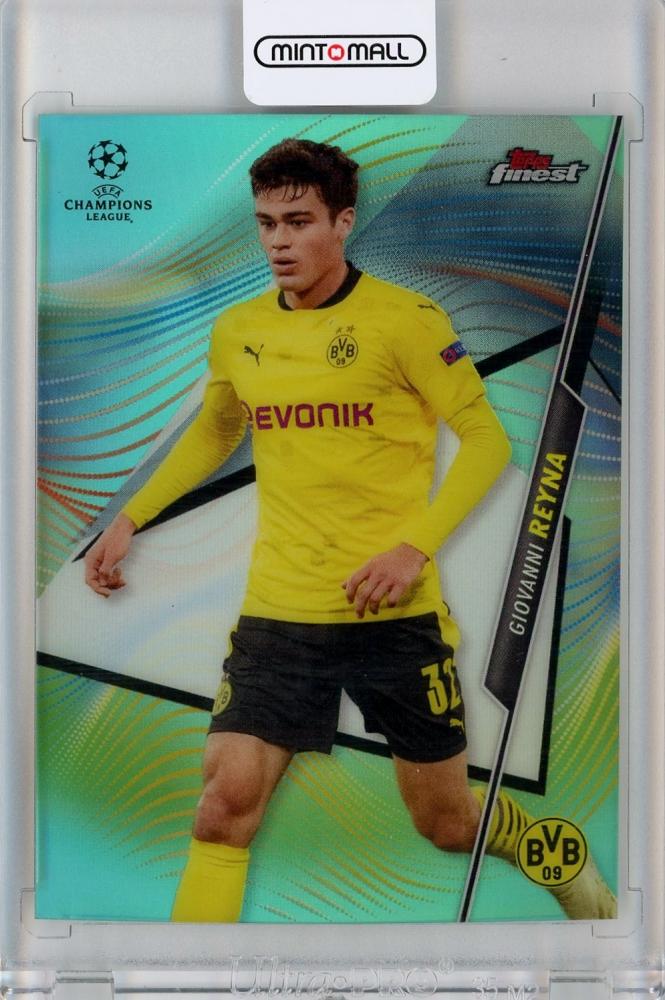 2020-21 Topps Finest UEFA Champions League Giovanni Reyna Aqua Refractors trading card number 69 of 75