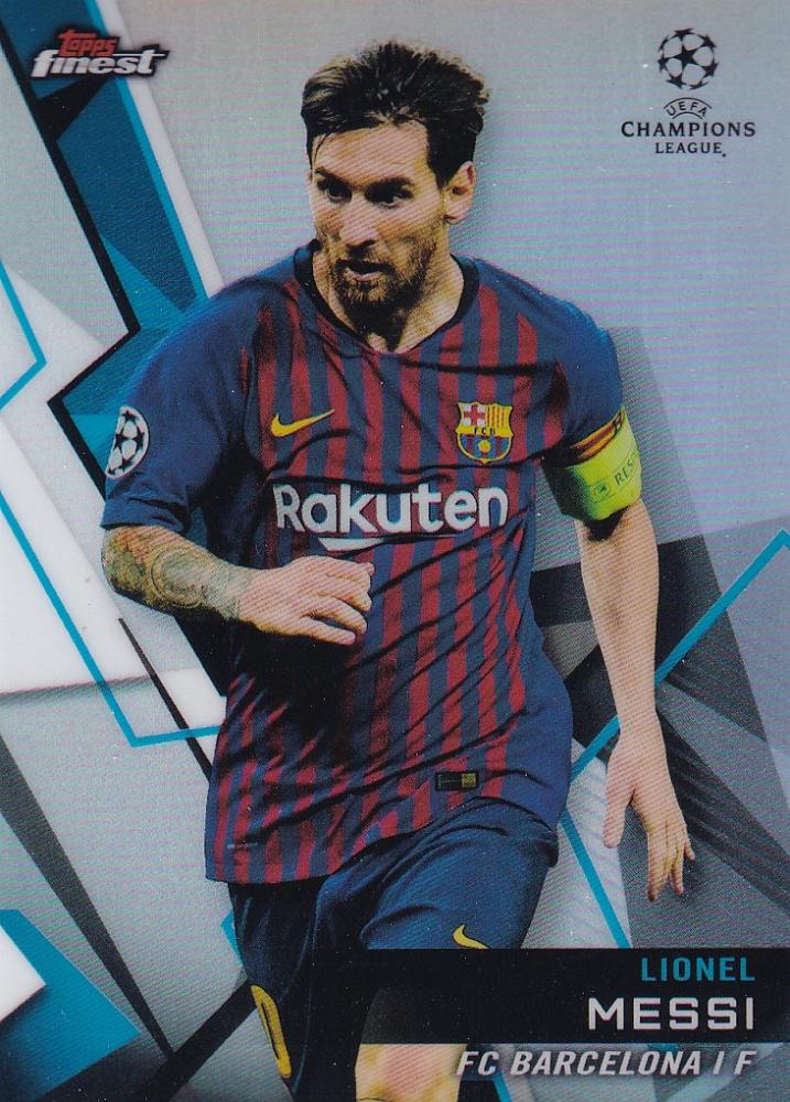 2018-19 Topps Finest UEFA Champions League FC Barcelona Lionel Messi base refractor parallel trading card
