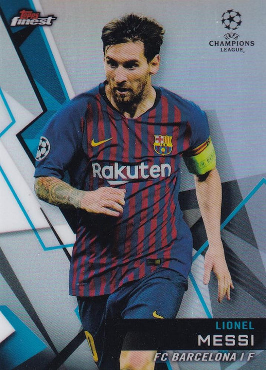 2018-19 Topps Finest UEFA Champions League FC Barcelona Lionel Messi base refractor parallel trading card