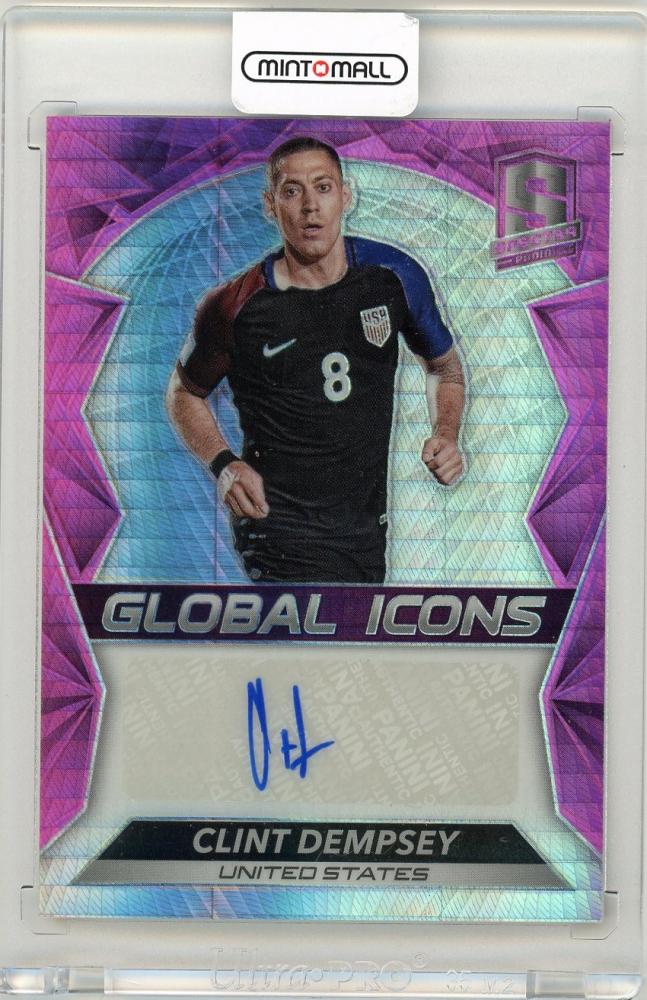 2016 Panini Spectra Clint Dempsey Pink Parallel Autograph card serial number 6 of 25 featuring United States