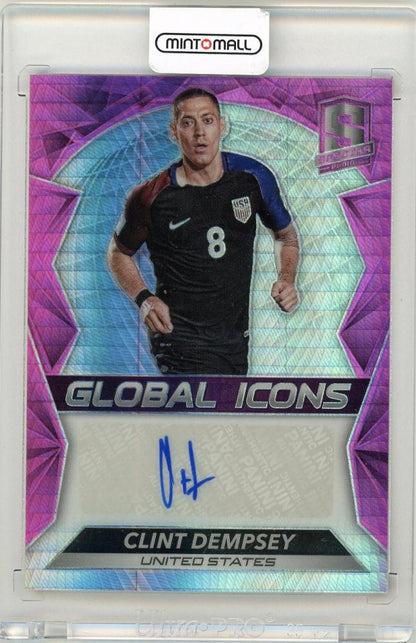 2016 Panini Spectra Clint Dempsey Pink Parallel Autograph card serial number 6 of 25 featuring United States
