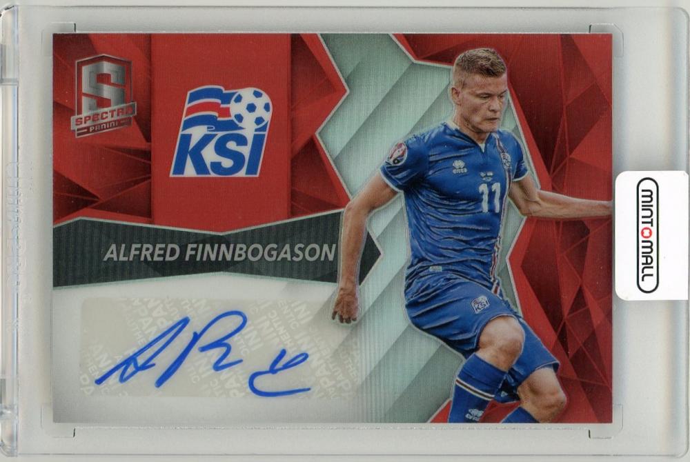 2016 Panini Spectra Alfred Finnbogason Signatures Red Parallels numbered 53 out of 65 trading card from Iceland