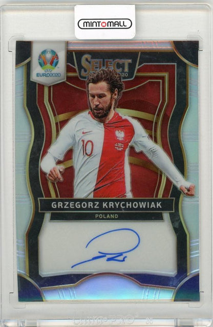 2020 Panini Select UEFA Euro trading card featuring Grzegorz Krychowiak with signatures from Poland