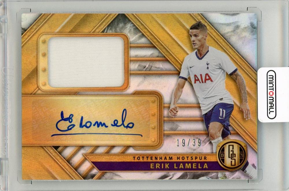 2019-20 Panini Gold Standard Erik Lamela Jersey Autograph card numbered 19 out of 39 from Tottenham Hotspur
