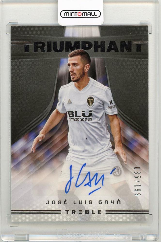 2018-19 Panini Treble Jose Luis Gaya Triumphant Autographs card numbered 35 out of 199 from Valencia CF
