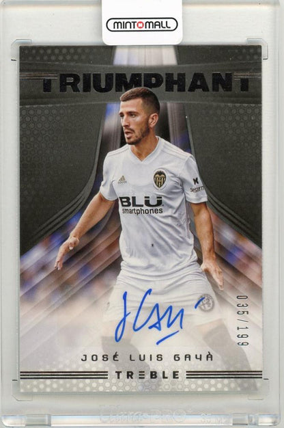 2018-19 Panini Treble Jose Luis Gaya Triumphant Autographs card numbered 35 out of 199 from Valencia CF