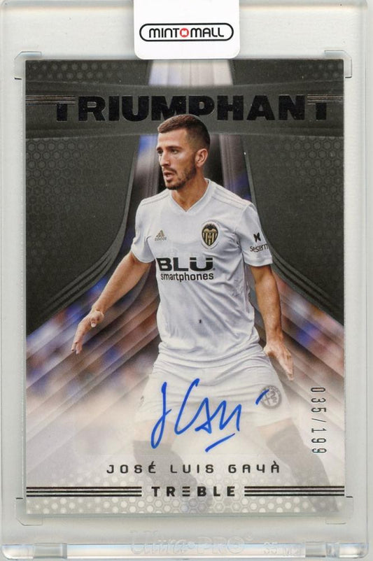 2018-19 Panini Treble Jose Luis Gaya Triumphant Autographs card numbered 35 out of 199 from Valencia CF