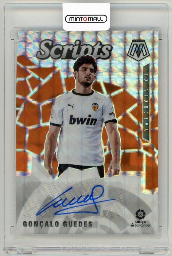 2020-21 Panini Mosaic La Liga Goncalo Guedes ScriptsS-GG trading card featuring Valencia CF