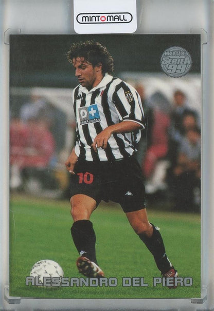 1999 Merlin SerieA trading card featuring Alessandro Del Piero in Juventus kit