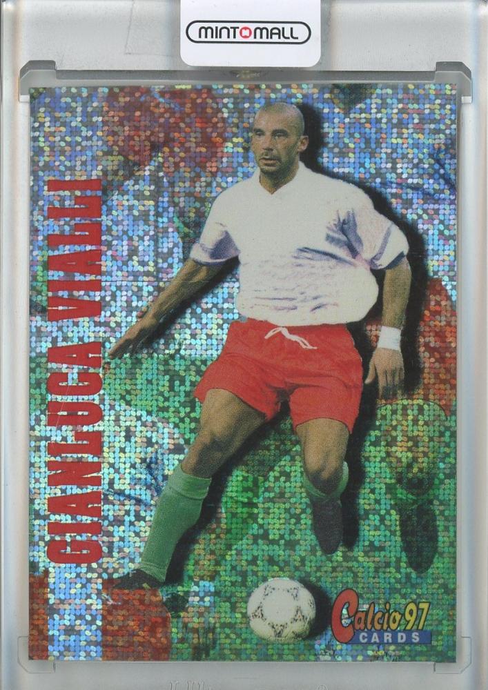 1997 Panin Calcio football trading card featuring Gianluca Vialli Chelsea FC #129 in used condition