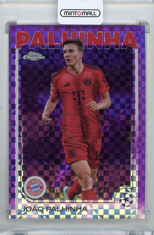 2024-25 TOPPS Chrome UEFA Club Competitions Joao Palhinha Purple X-Fractor card number 982 out of 3 from FC Bayern Munchen