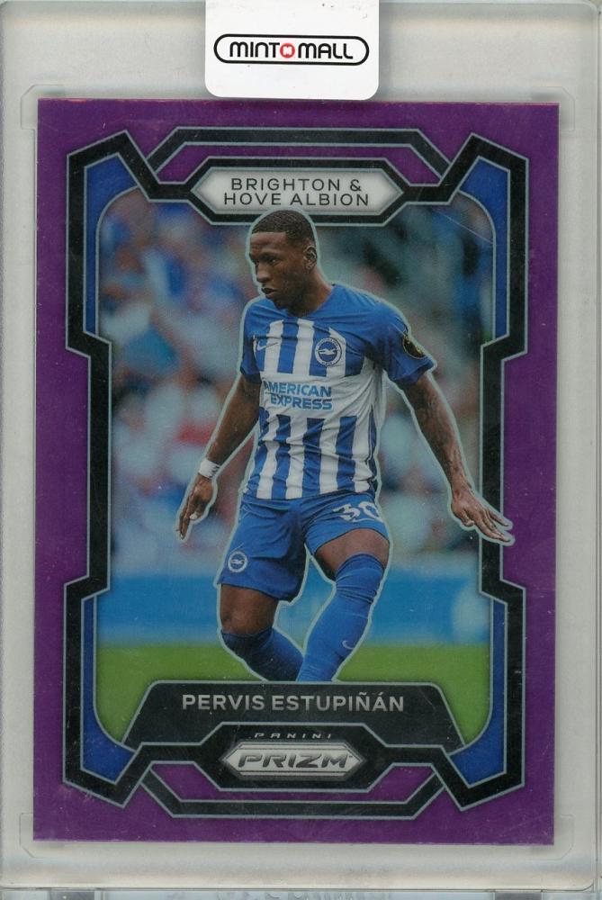 2023-24 Panini PRIZM Premier League trading card featuring Pervis Estupinan of Brighton