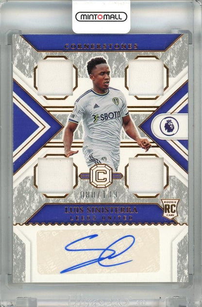 2022-23 Panini Chronicles Leeds United Luis Sinisterra Rookie Trading Card numbered 080 of 139 with minor stain