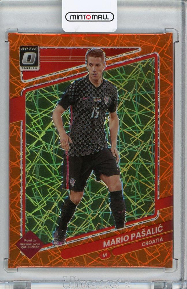 2021-22 Donruss Soccer Road to Qatar Croatia Mario Pasalic Base Optic Orange Velocity card number 26 of 49