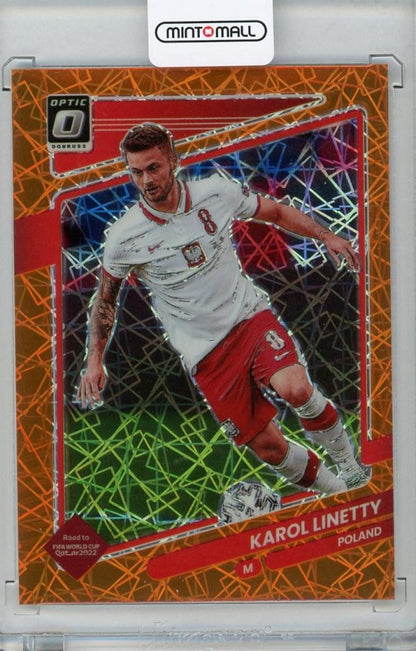 2021-22 Donruss Soccer Road to Qatar Poland Karol Linetty Base Optic Orange Velocity card number 24 of 49