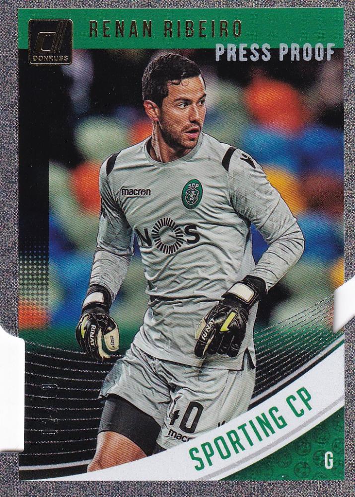 2018-19 Donruss Sporting CP Renan Ribeiro Base Gold Die-Cuts parallel trading card serial 02/10