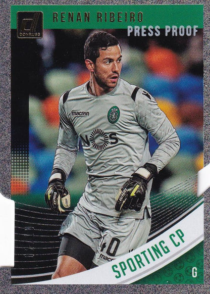 2018-19 Donruss Sporting CP Renan Ribeiro Base Gold Die-Cuts parallel trading card serial 02/10