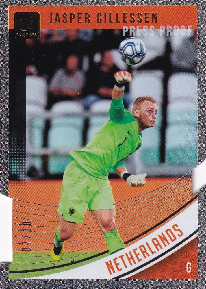 2018-19 Donruss Netherlands Jasper Cillessen Base Gold Die-Cuts parallel card numbered 07 out of 10