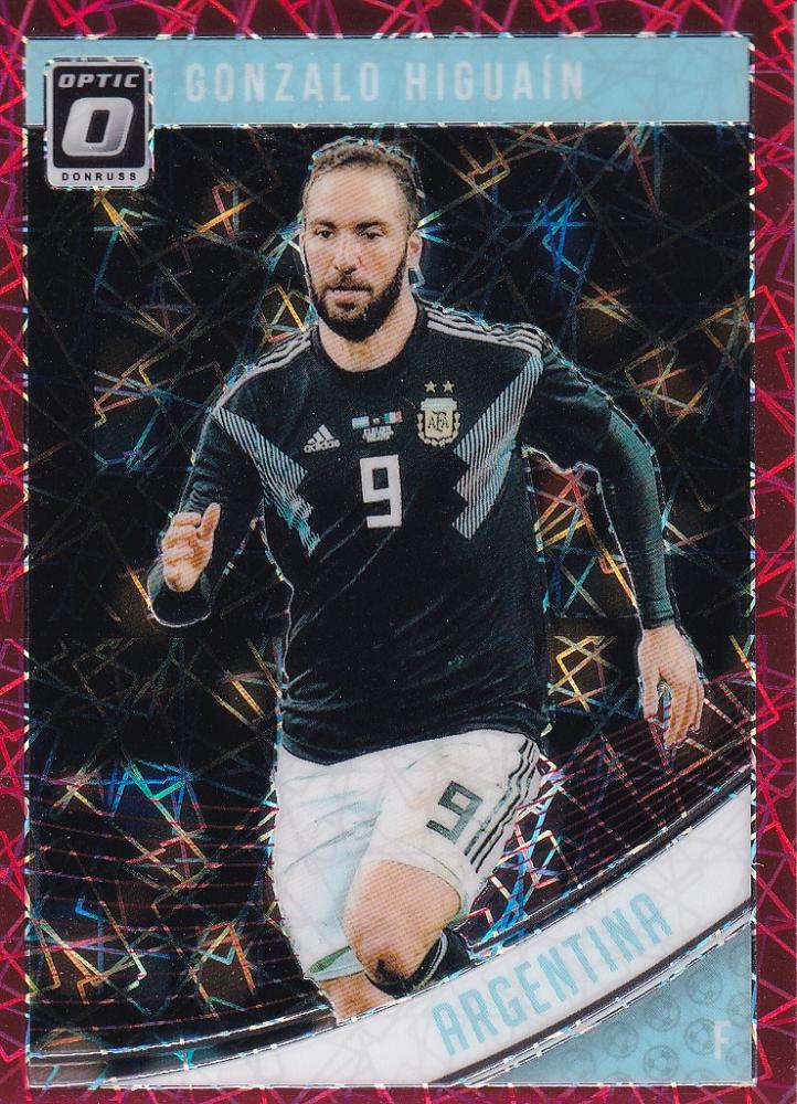 2018-19 Donruss Argentina Gonzalo Higuain Base Optic Red Velocity parallel card numbered 31 out of 50