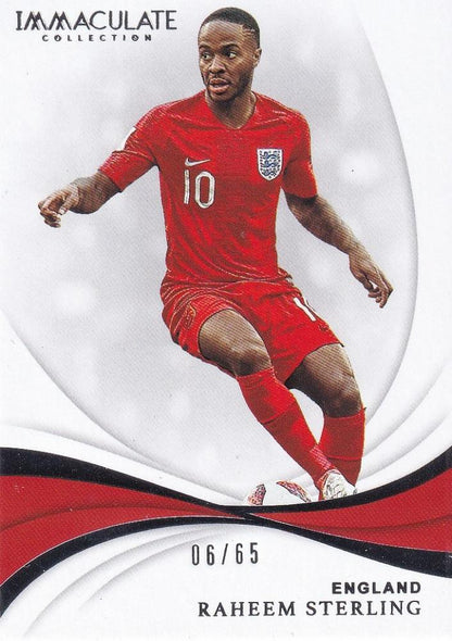 2018-19 Panini Immaculate Collection England Raheem Sterling Base Card numbered 06/65