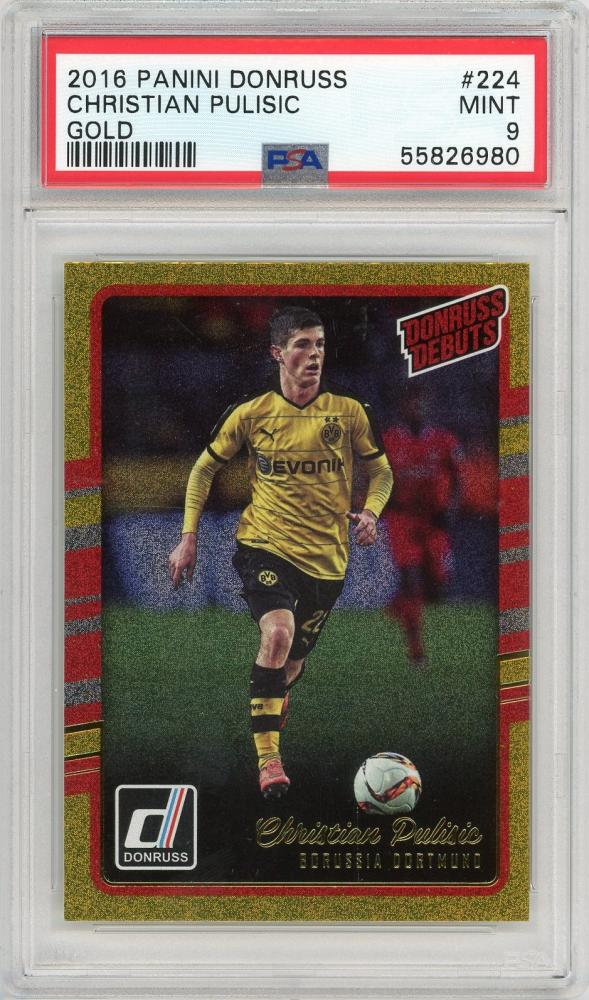 2016 PANINI Donruss Christian Pulisic Gold card #224 graded DDPSA9 from Borussia Dortmund