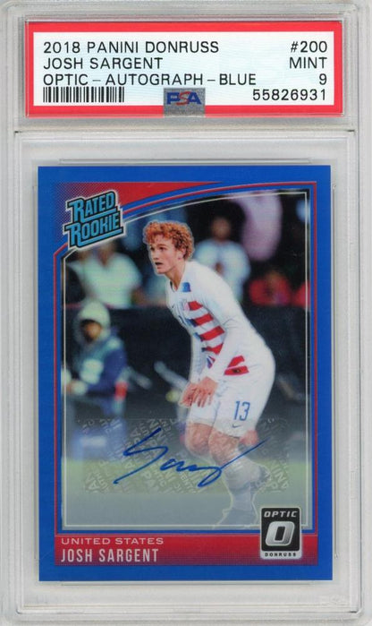 2018-19 PANINI Donruss Optic Josh Sargent Autographs Blue card serial numbered RR04/99 graded PSA9