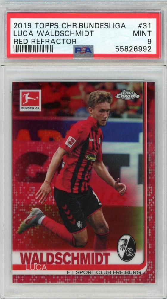 2019-20 TOPPS Chrome Bundesliga Luca Waldschmidt Red Refractors #311 PSA9 card serial number 01 of 10