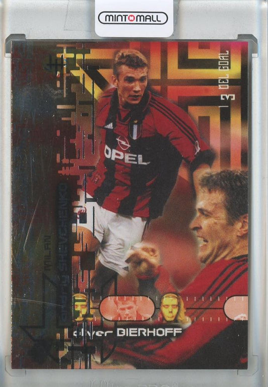 2000 Calcio Shevchenko and Bierhoff 1989/90 AC Milan trading card in used condition