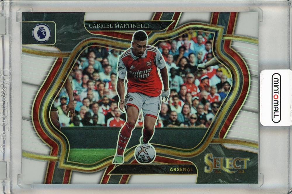 22-23 Panini Select Premier League Soccer Gabriel Martinelli Field Level White trading card serial 05/20