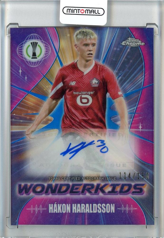 2023-24 Topps Chrome UEFA Club Competitions Hakon Haraldsson Wonderkids Autograph card number 114 of 150 from LOSC Lille