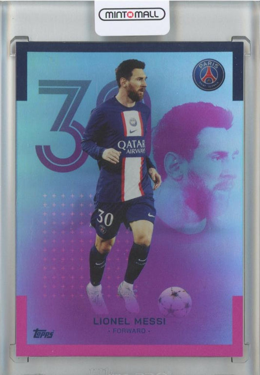 2022-23 Topps Paris Saint-Germain Team Set Lionel Messi Pink Parallels card number 16 with serial 20 of 99