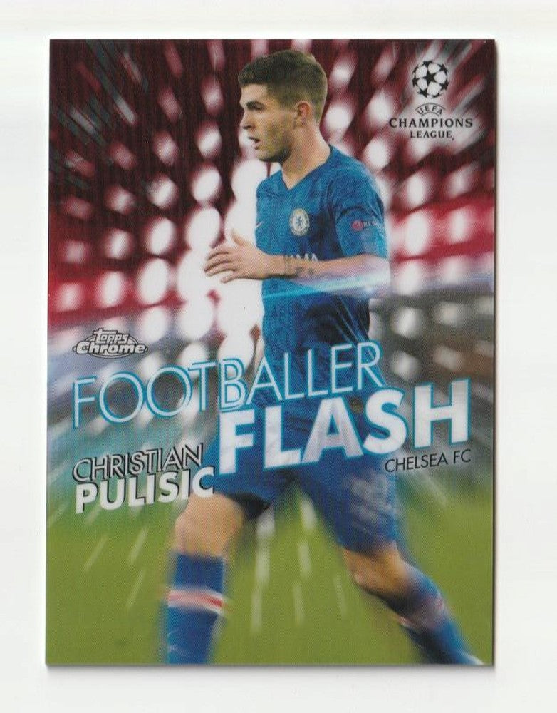 2019-20 TOPPS Chrome UEFA Champions League Red Parallel Christian Pulisic football trading card serial 10 of 10