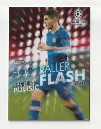 2019-20 TOPPS Chrome UEFA Champions League Red Parallel Christian Pulisic football trading card serial 10 of 10