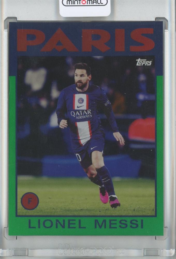 2022-23 TOPPS PSG Lionel Messi 1986 Topps Green Foil Parallel card serial #184 of 250