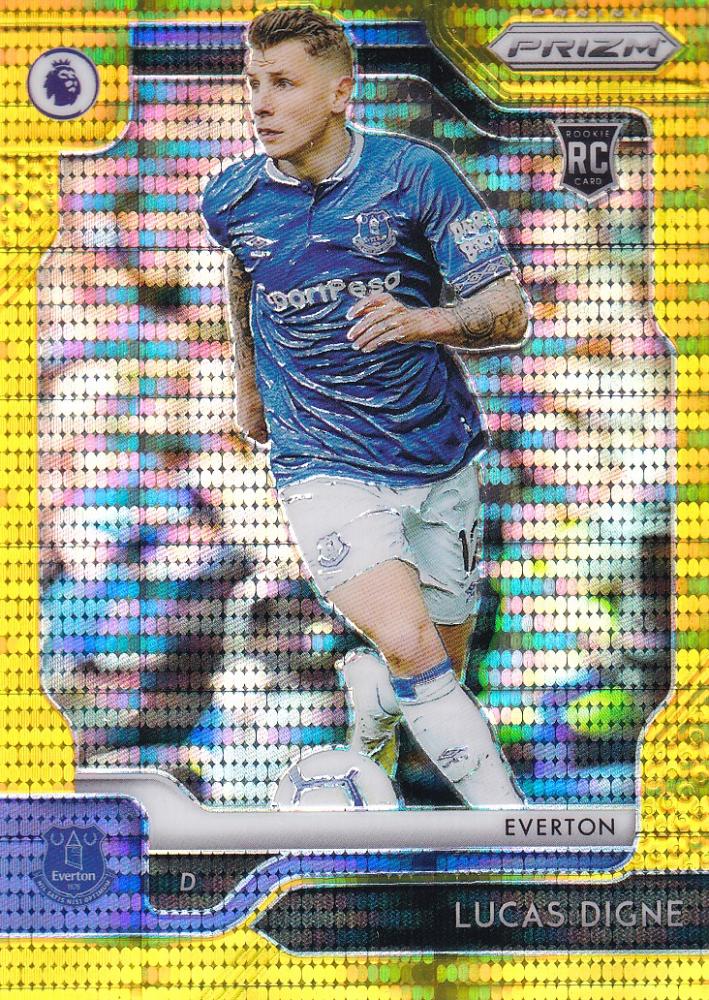 2019-20 Panini Prizm Premier League Everton Lucas Digne Base Breakaway Gold Parallel football card numbered 07/10