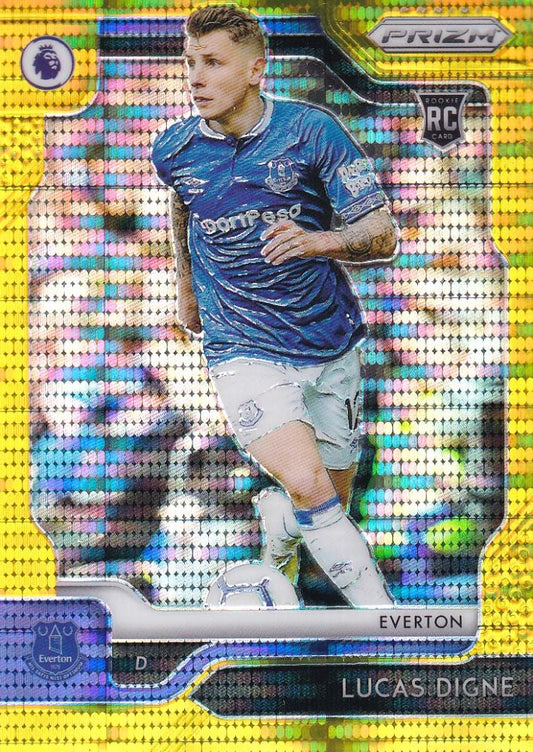 2019-20 Panini Prizm Premier League Everton Lucas Digne Base Breakaway Gold Parallel football card numbered 07/10