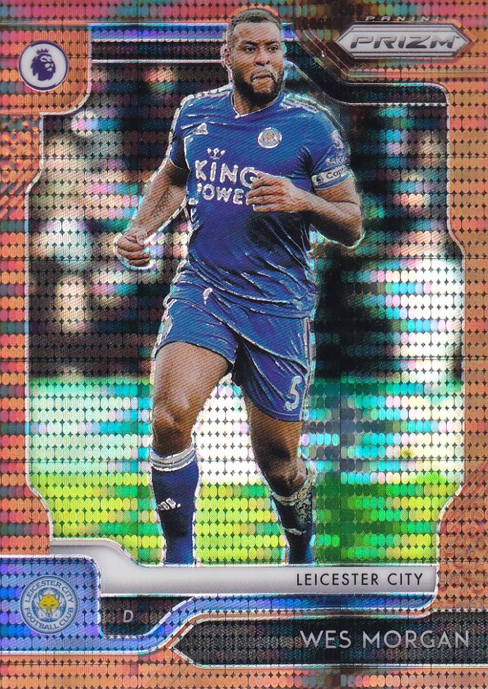 2019-20 Panini Prizm Premier League Leicester City Wes Morgan Base Breakaway Bronze Parallel Card 11 of 20 with minor stain on back