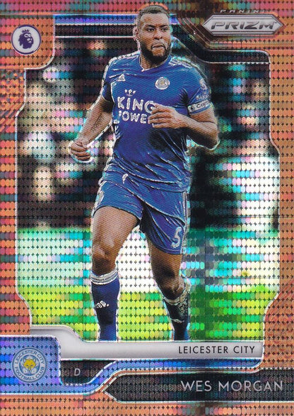 2019-20 Panini Prizm Premier League Leicester City Wes Morgan Base Breakaway Bronze Parallel Card 11 of 20 with minor stain on back