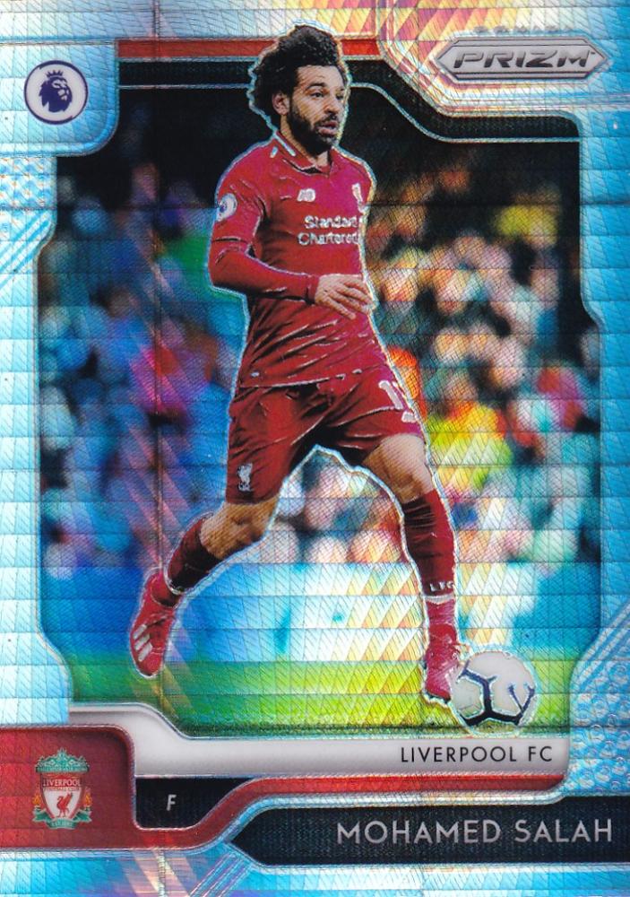 2019-20 Panini Prizm Premier League Liverpool FC Mohamed Salah Base Hyper Parallel trading card