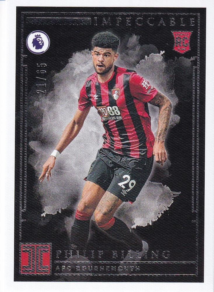 2019-20 Panini Impeccable Premier League AFC Bournemouth Philip Billing base card numbered 21/65