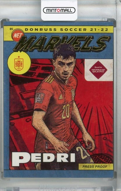 2021-22 Donruss Soccer Road to Qatar Pedri Spain Net Marvels Press Proof trading card