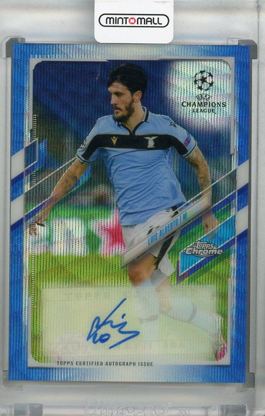 2020-21 Topps Chrome UEFA Champions League Luis Alberto SS Lazio Blue Wave Chrome Autographs card #46/75