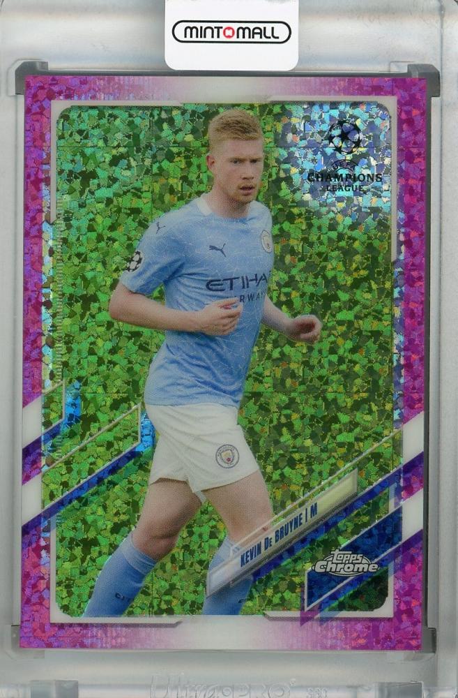 2020-21 Topps Chrome UEFA Kevin De Bruyne Pink Mini-Diamond Parallel card serial 025 of 175